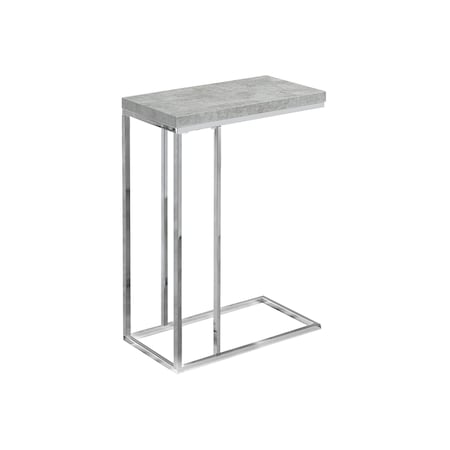 Monarch Specialties Accent Table - Grey Cement With Chrome Metal I 3372